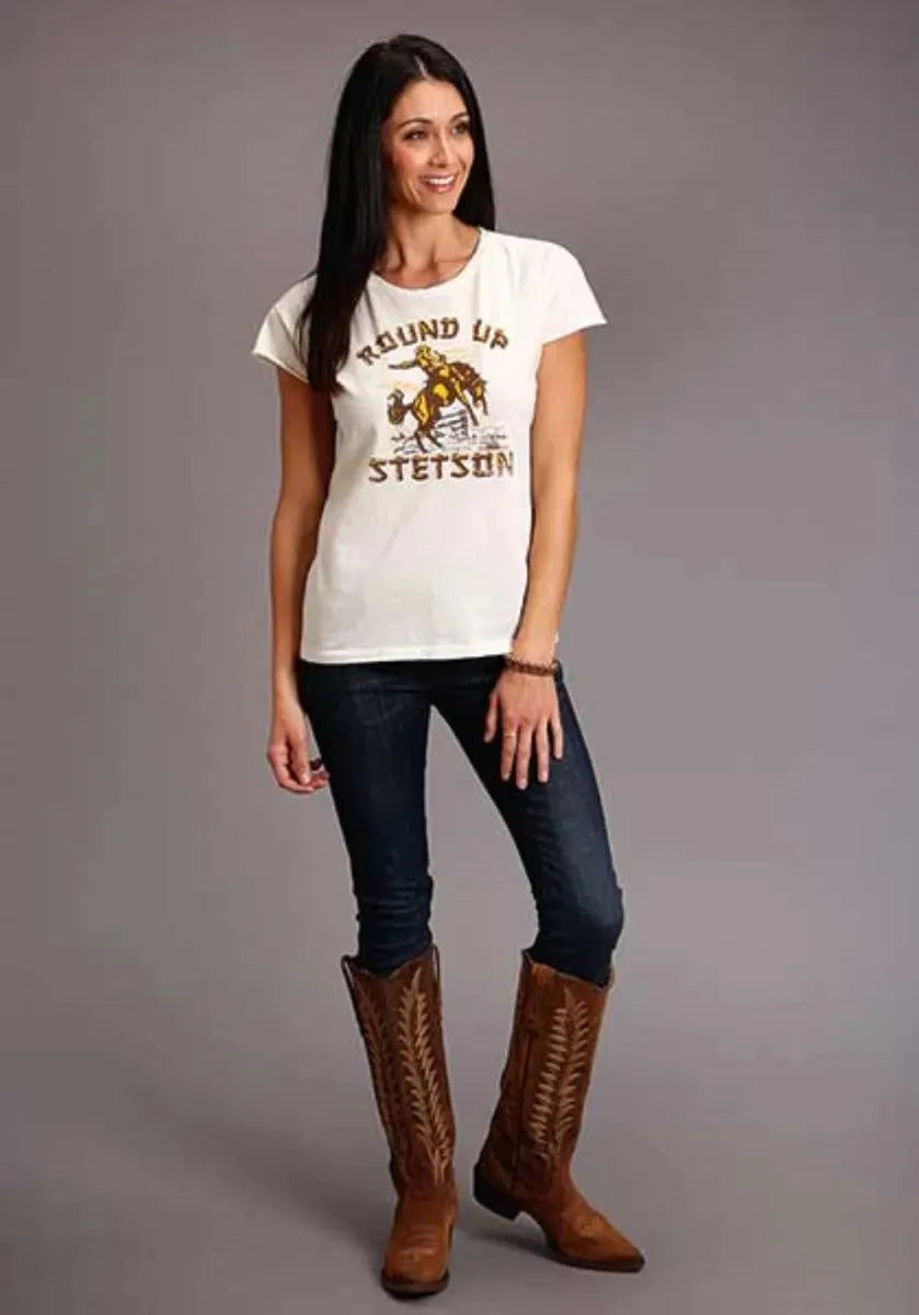 Stetson Round Up (Blanca) - Camiseta de manga corta para mujer