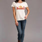 Camiseta de manga corta Stetson Cowgirl In Desert (Blanca) para mujer