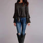 Stetson 00442 Horse Polkadot Bell Sleeves (Black) - Women's Blouse