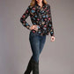 Stetson 00897 Feather Floral (Black) - Women's Blouse