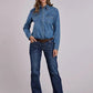 Stetson 2551 Turquoise Snaps (Blue) - Women's Denim Blouse