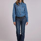 Stetson 2551 Brown Snaps (Blue) - Women's Denim Blouse
