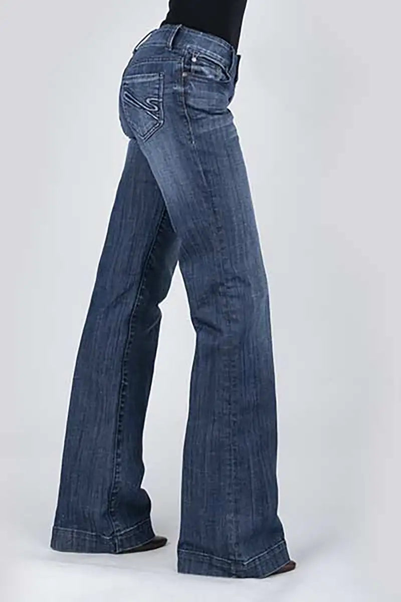 Vaqueros de mujer Stetson 214 Trouser Fit S Back Pocket (Denim lavado oscuro)