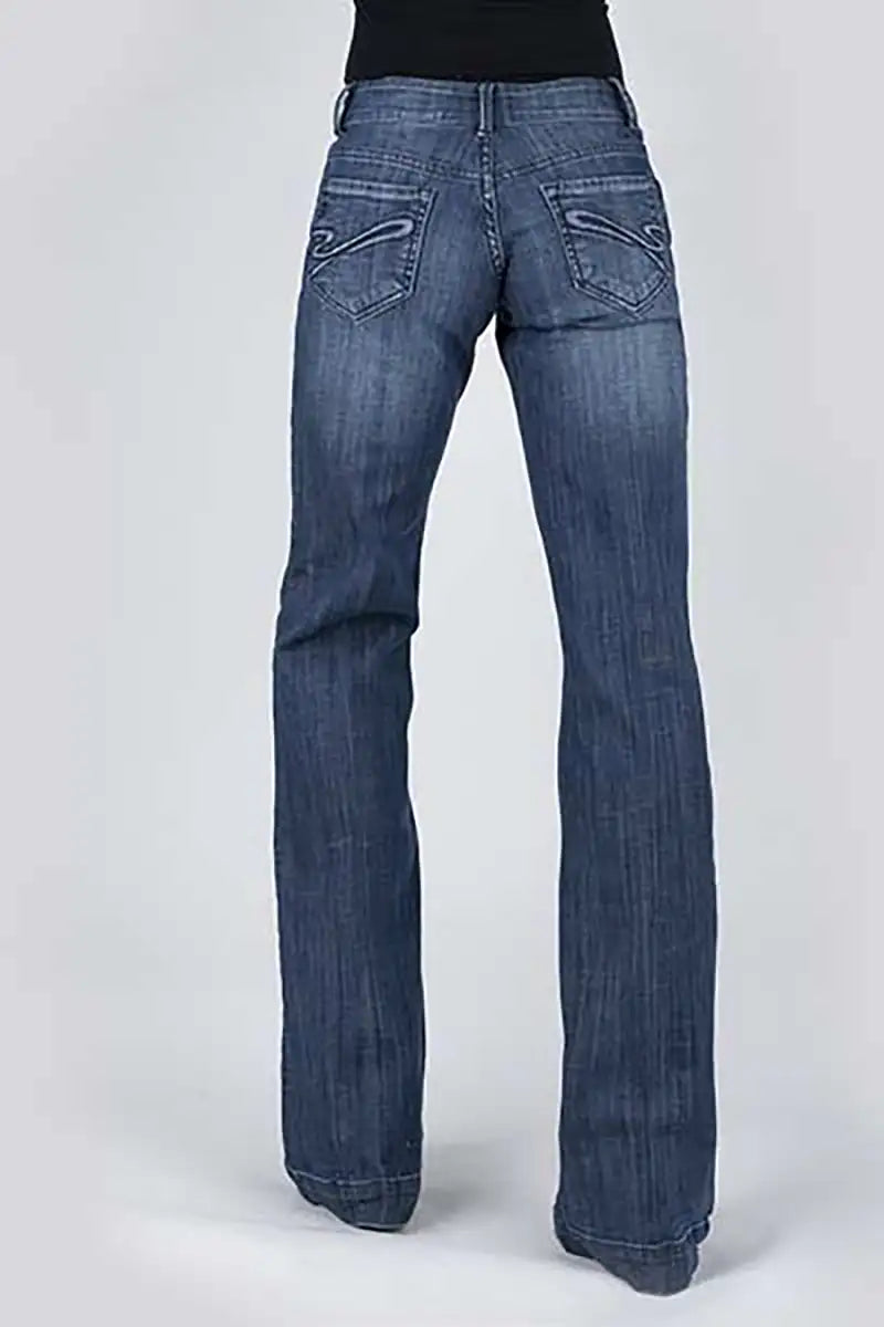 Vaqueros de mujer Stetson 214 Trouser Fit S Back Pocket (Denim lavado oscuro)