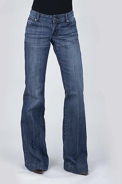 Vaqueros de mujer Stetson 214 Trouser Fit S Back Pocket (Denim lavado oscuro)