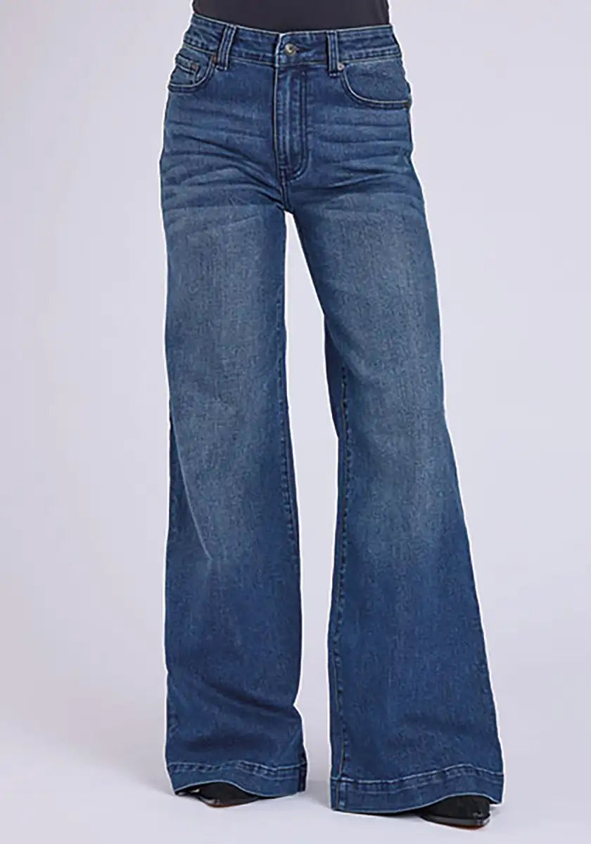 Stetson 751 de pierna ancha con bolsillos traseros ribeteados (mezclilla lavado medio) - Jeans de mujer