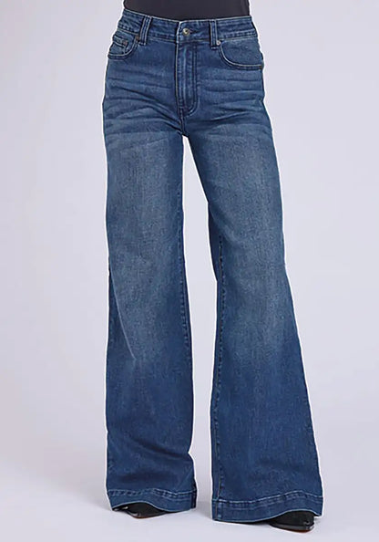 Stetson 751 de pierna ancha con bolsillos traseros ribeteados (mezclilla lavado medio) - Jeans de mujer