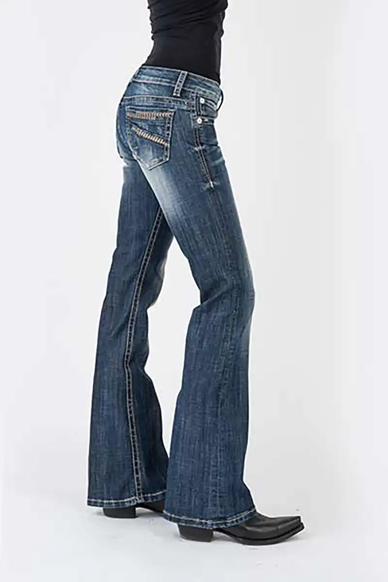 Stetson 816 Classic Boot Cut Blasted (Denim oscuro desgastado) - Jeans para mujer