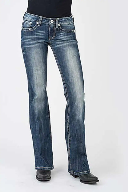 Stetson 816 Classic Boot Cut Blasted (Denim oscuro desgastado) - Jeans para mujer