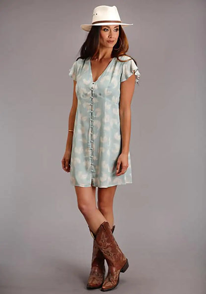 Vestido de plumas con cuello en V Stetson (azul claro) - Vestido de mujer