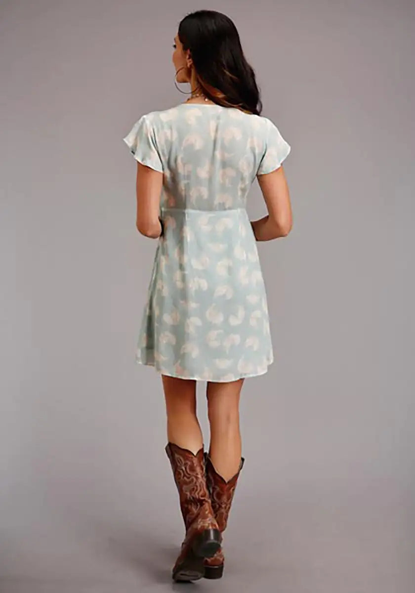 Vestido de plumas con cuello en V Stetson (azul claro) - Vestido de mujer