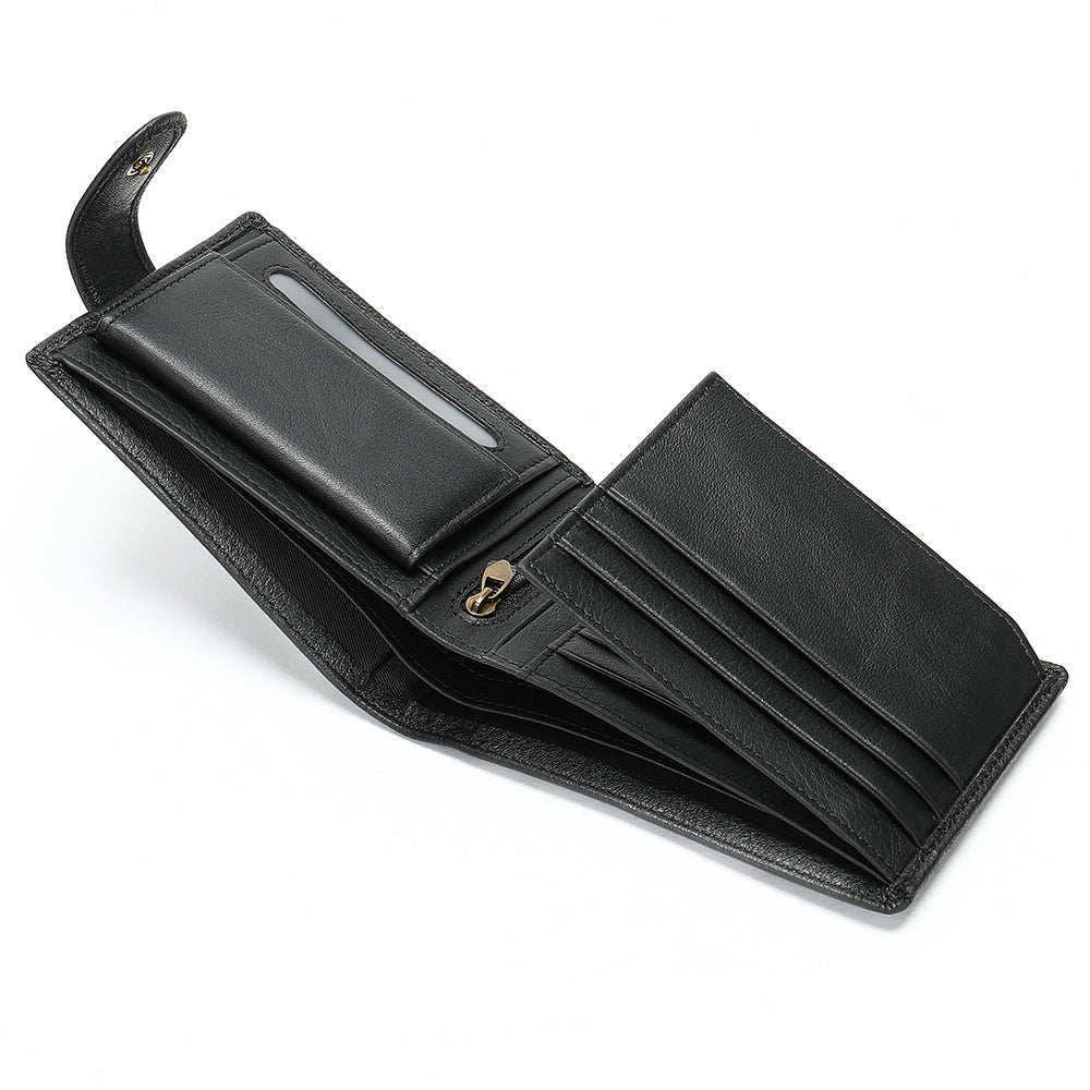 Men's Leather For Man Lychee Pattern Horizontal Men's Wallets
