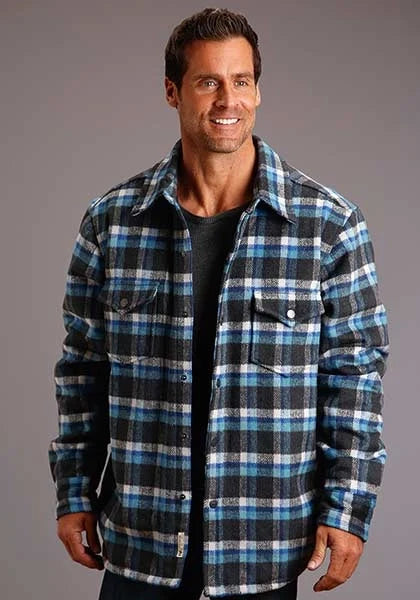 Chaqueta de lana para hombre Stetson Plaid Flannel (azul)