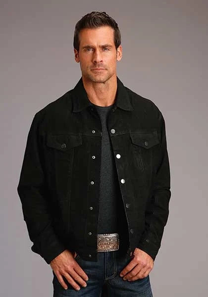 Stetson Novelty Solid Distressed (Black) - Men's Leather Jacket