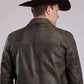 Stetson Novelty Solid Button Front (Brown) - Men's Leather Jacket
