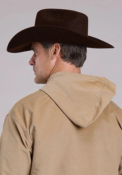 Stetson Brown Embroidered Logo (Khaki) - Men's Hoodie Sweatshirt