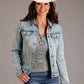 Stetson Back Floral Embroidery (Light Wash) - Women's Denim Jacket