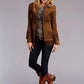 Stetson Fringed Button Front (Brown) - Women's Lamb Suede Jacket