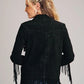 Stetson Fringed Button Front (Black) - Women's Lamb Suede Jacket