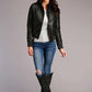 Stetson Novelty Solid Smooth Buttoned (Black) - Women's Lamb Leather Jacket