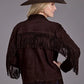 Stetson Fringed Button Front (Brown) - Women's Suede Leather Jacket
