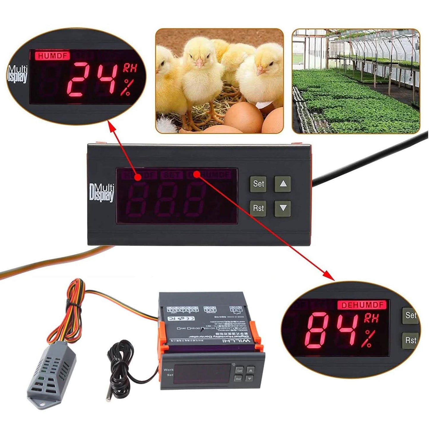 Controlador de humedad de aire digital 110V WH8040