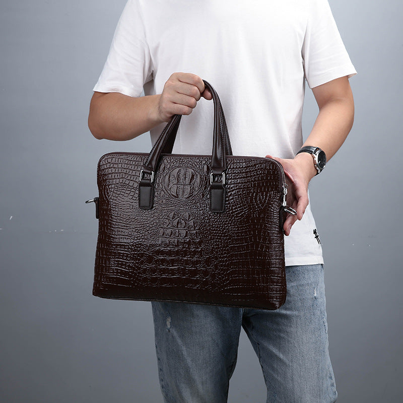 Men's Korean Style Business Large Capacity Crocodile Men's Briefcases