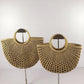 Women's Handmade Yellow Grass Hollow Semicircle Woven Handbags