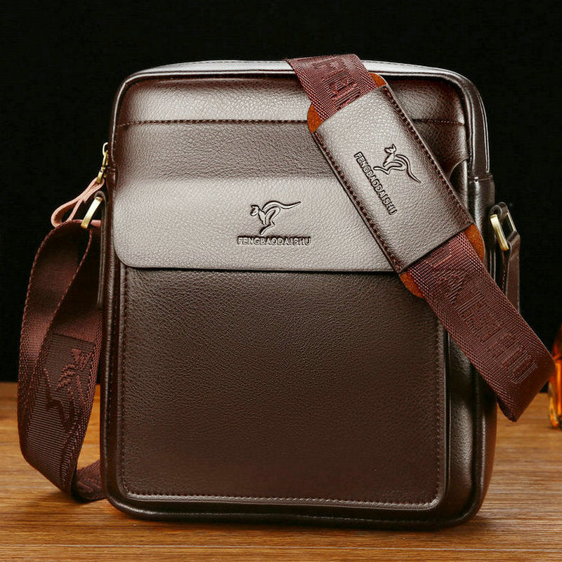 Men's Man Business Leather Vertical Fashion Trendy Backpacks