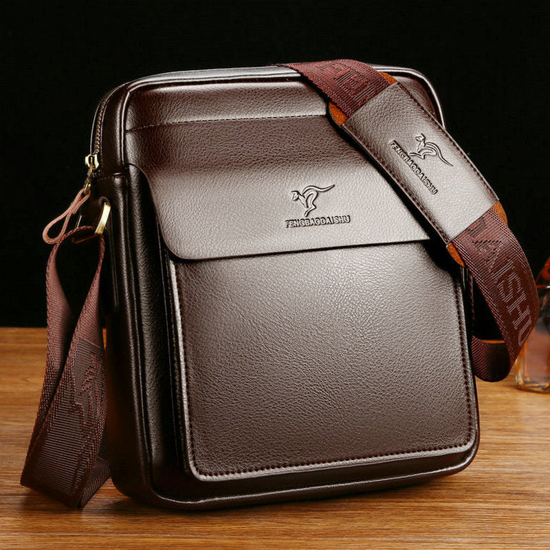 Men's Man Business Leather Vertical Fashion Trendy Backpacks