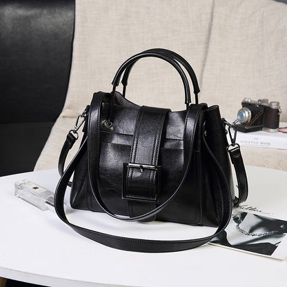 Women's Oil Wax Leather Large Capacity Soft Shoulder Bags
