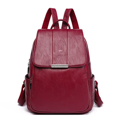 Women's Retro Style Real Sheepskin Pattern Solid Backpacks