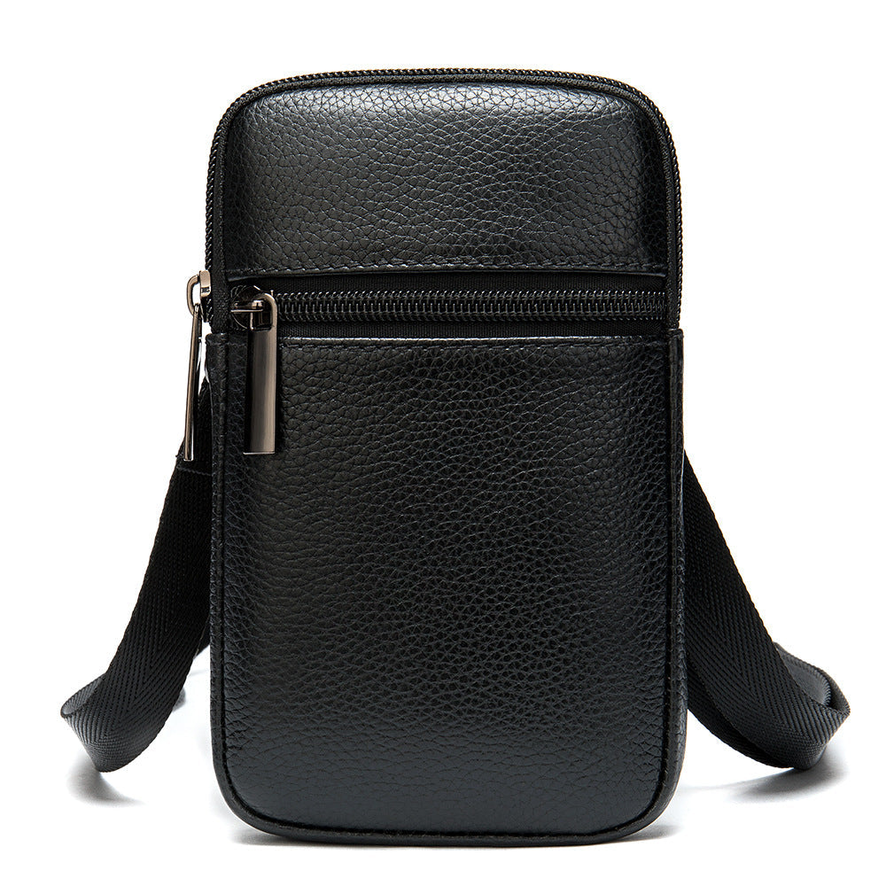 Men's First Layer Cowhide Lightweight Vertical Mobile Men's Waist Packs