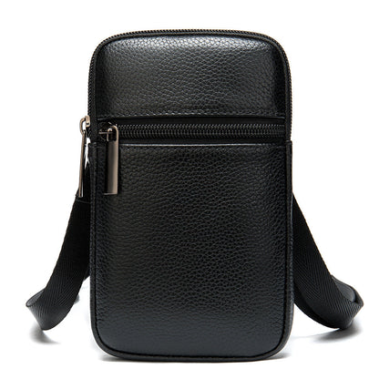 Men's First Layer Cowhide Lightweight Vertical Mobile Men's Waist Packs