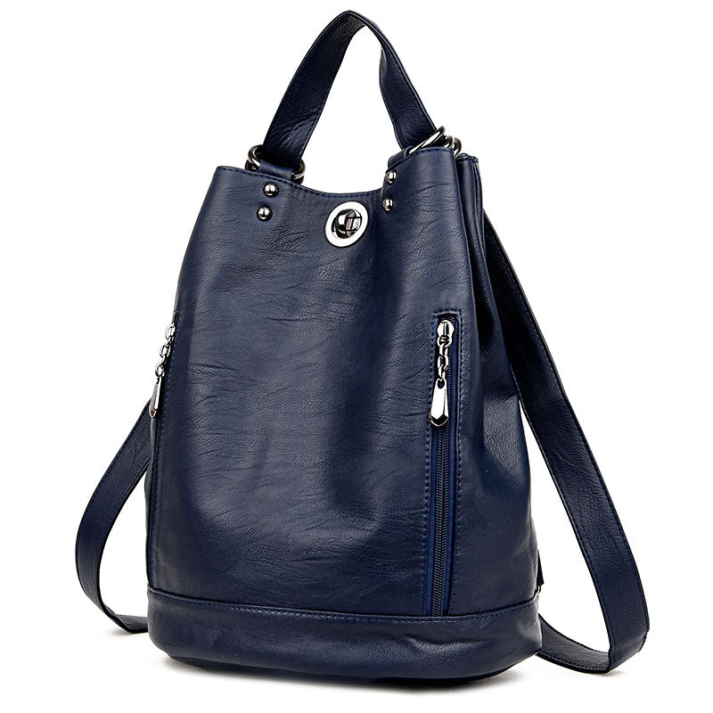 Women's Leather Large Capacity Sheepskin Mother Fashion Backpacks