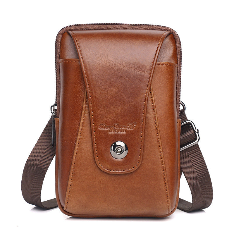 Men's Leather Mini Mobile Retro Cowhide Pannier Men's Waist Packs