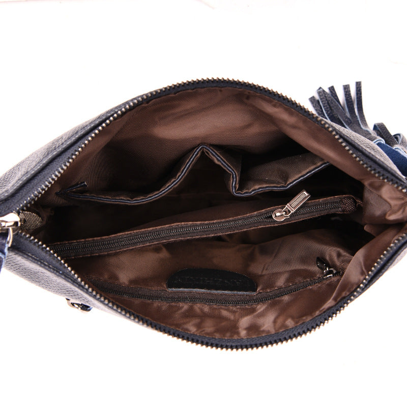 Women's Comfortable Leather Tassel Simple Portable Shoulder Bags