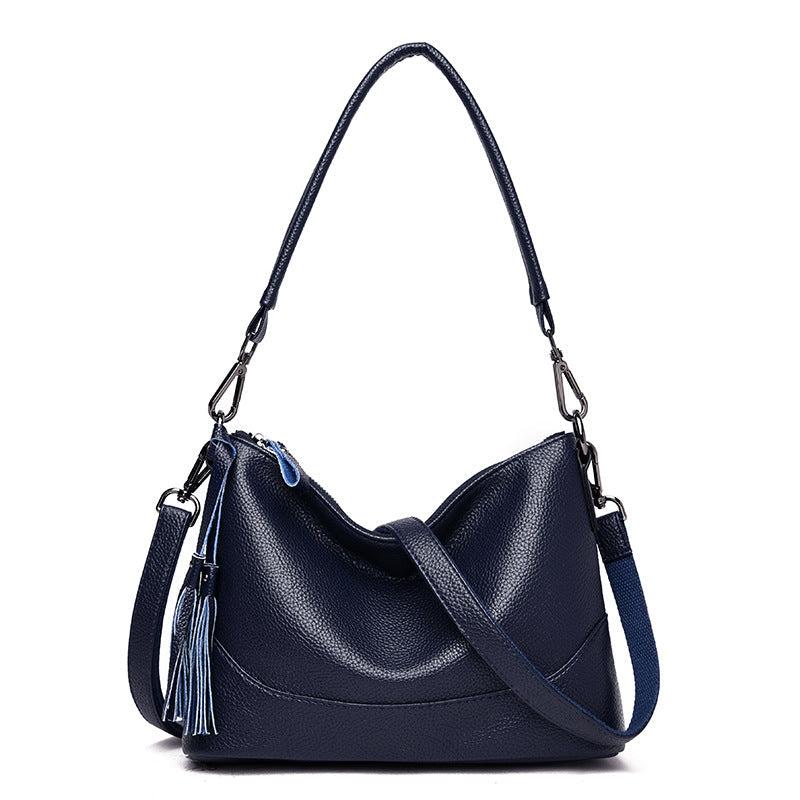 Women's Comfortable Leather Tassel Simple Portable Shoulder Bags