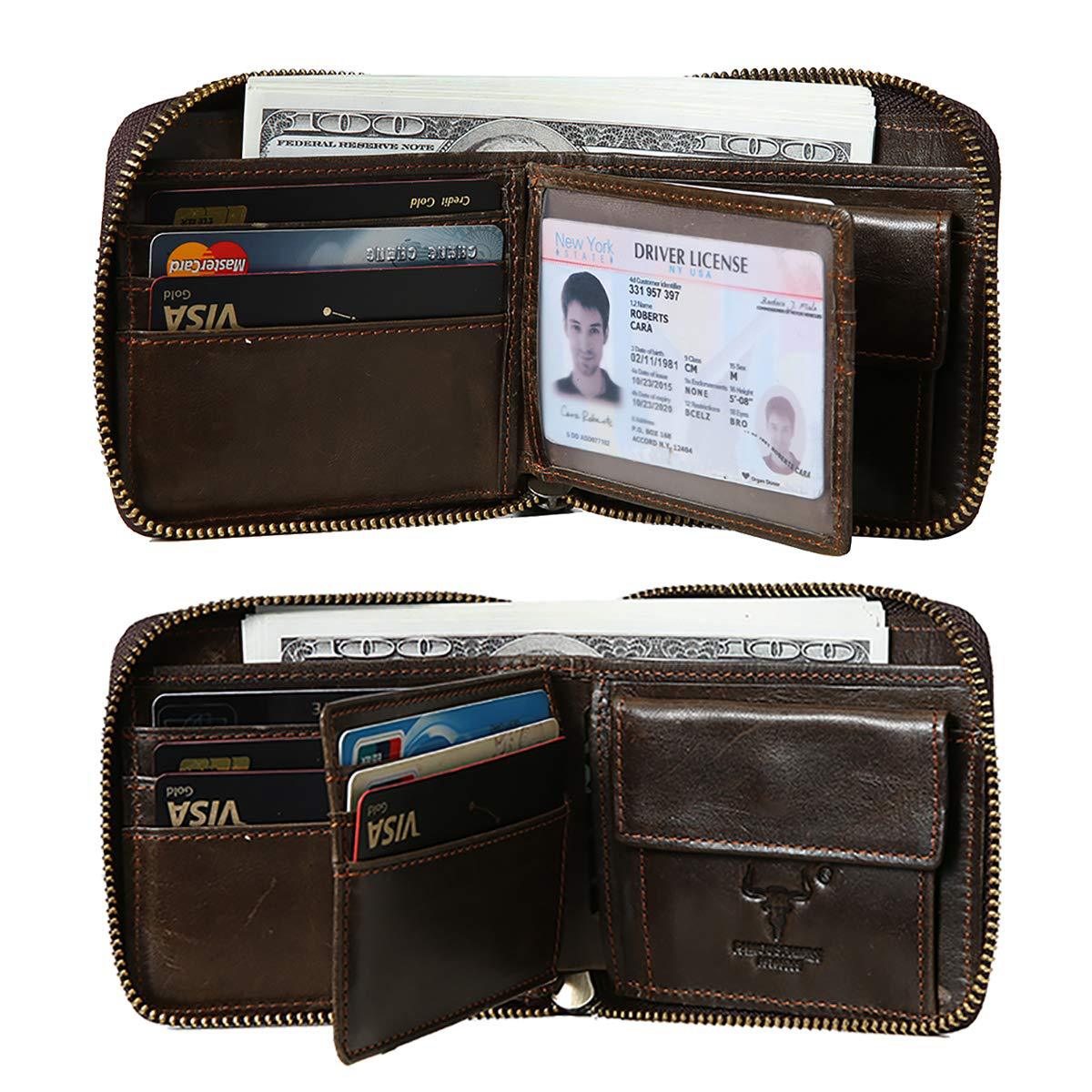 Leather For Man Horizontal Scarf Multiple Slots Men's Wallets