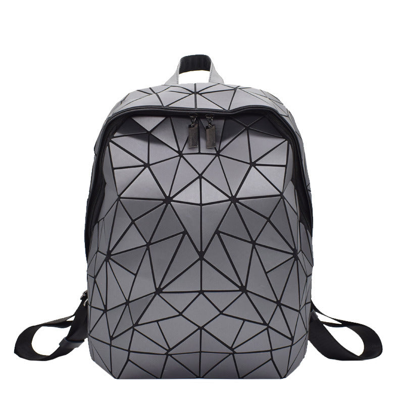 Women's Geometric Fashion Rhombus Unisex Matte Large Backpacks