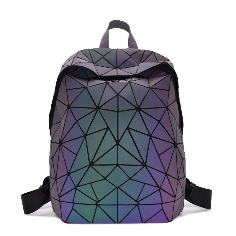 Women's Geometric Fashion Rhombus Unisex Matte Large Backpacks