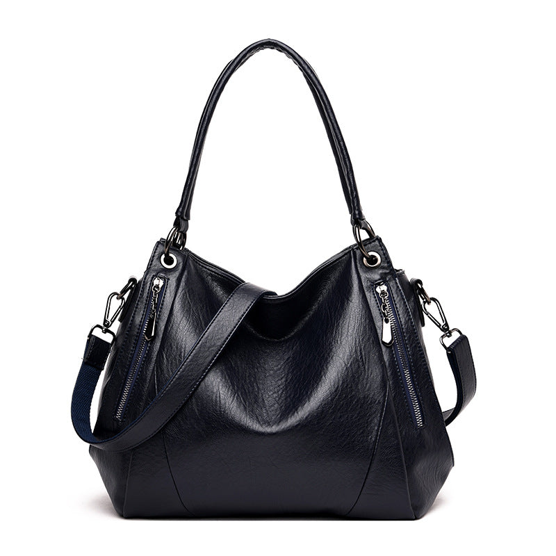 Women's Large Simple Soft Leather Mom Fashion Shoulder Bags