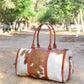 Leather Duffle Bag - Brown & White, Stylish Travel Companion, Perfect for Weekend Getaways, Unique Gift for Travelers