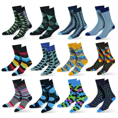 Paquete de 12: Calcetines de algodón para hombre con diseños de moda