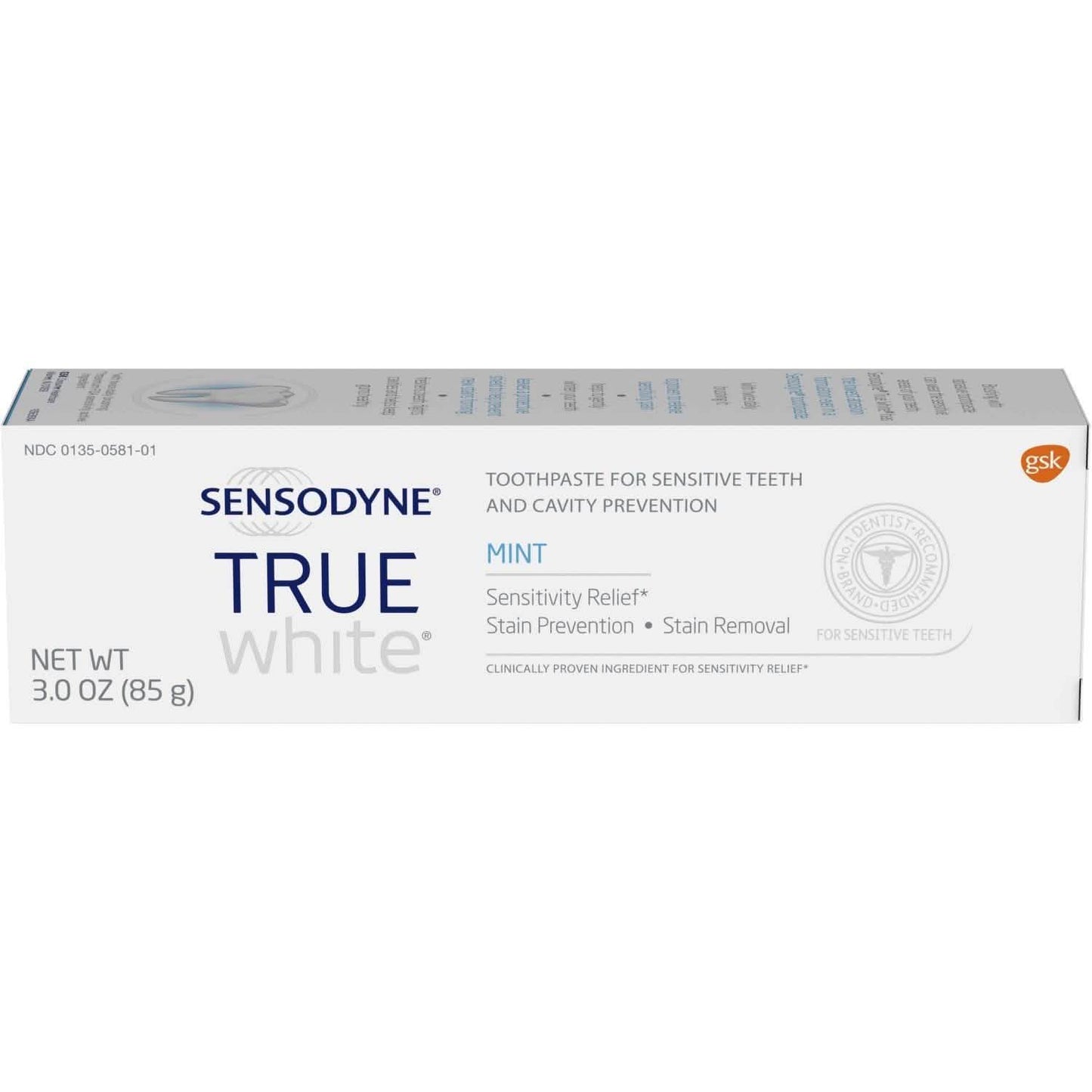 Paquete de 12: Pasta dental Sensodyne True White Menta para sensibilidad, 85 g