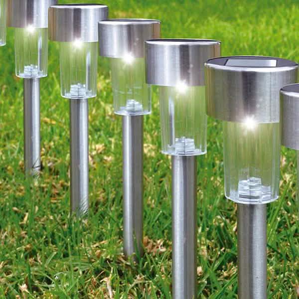 Paquete de 12: Luces solares LED de estaca para jardín/sendero