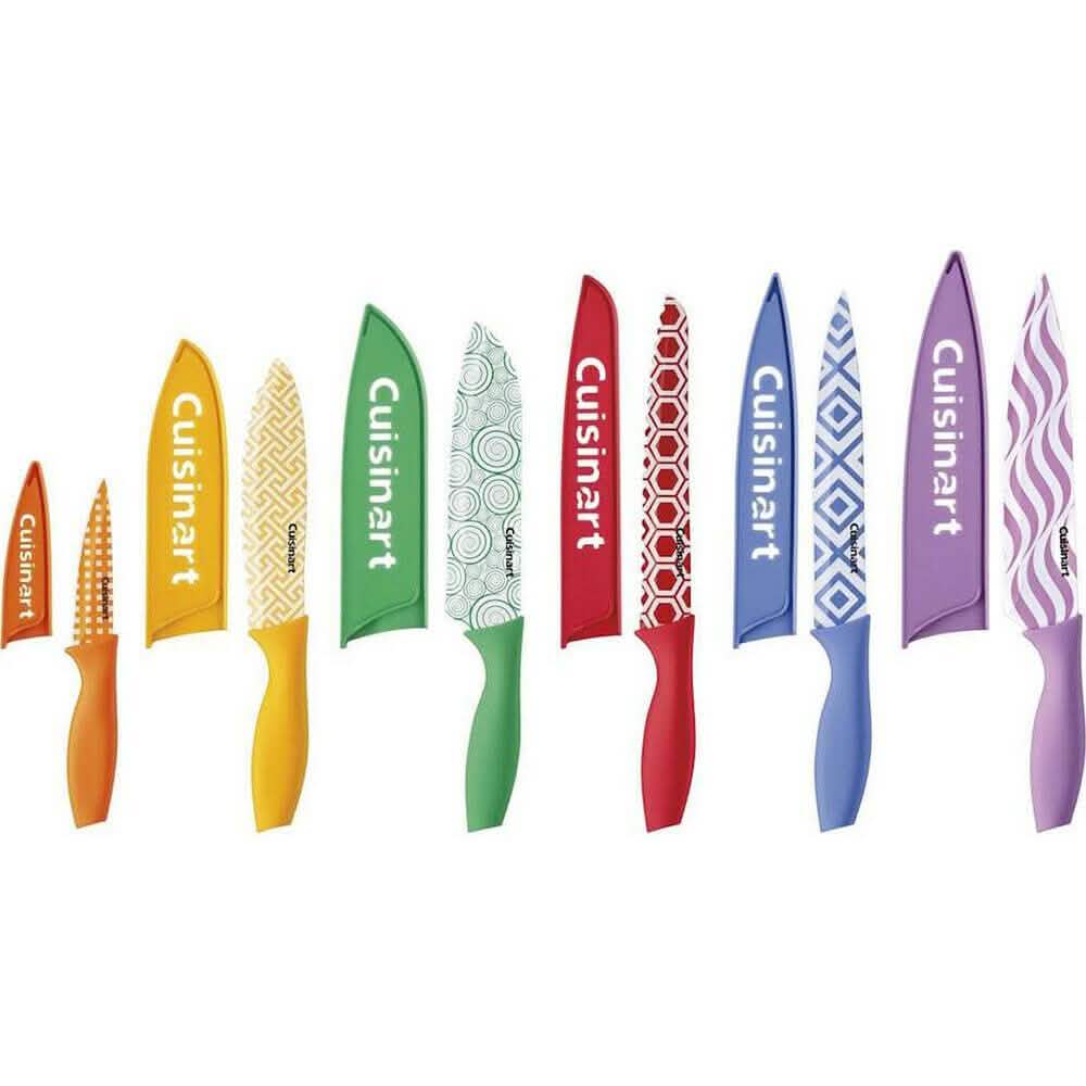 Juego de 12 piezas: cuchillo Cuisinart estampado a color con protectores de hoja