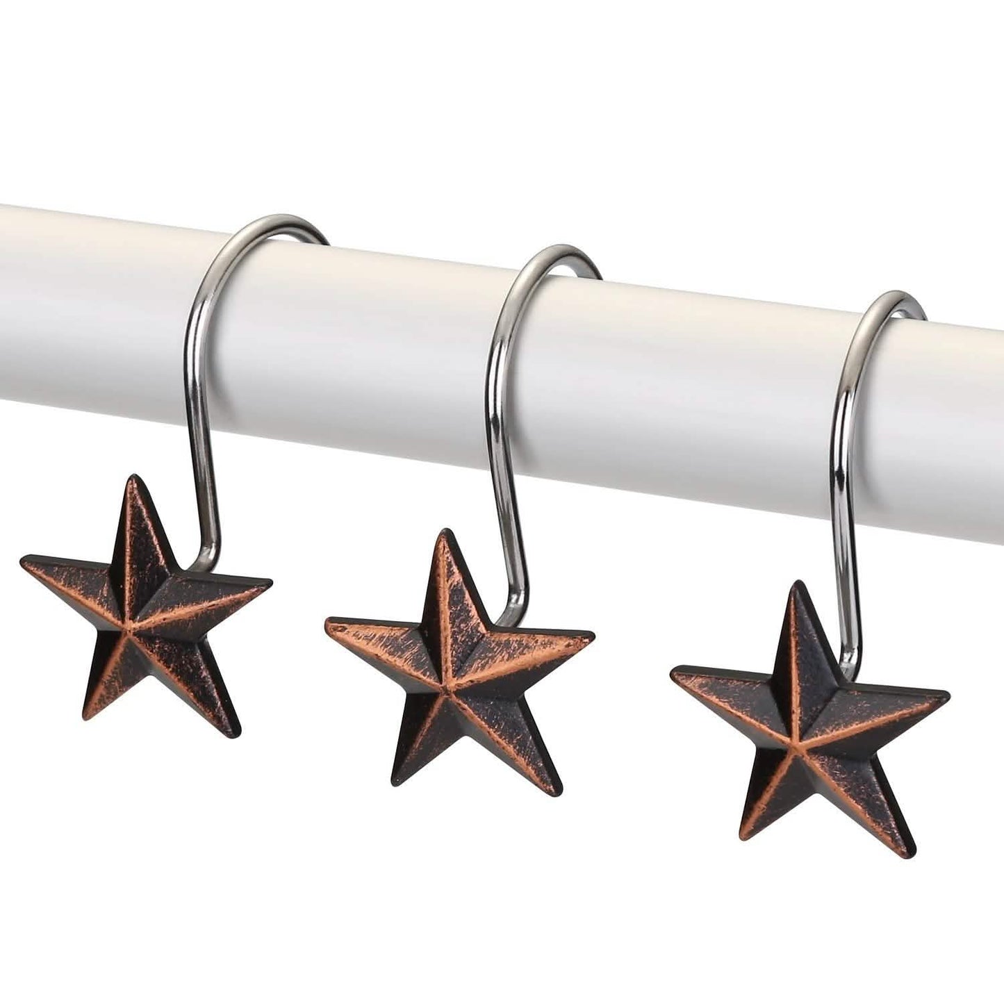 12 piezas: Ganchos decorativos antioxidantes en forma de estrella para cortinas de ducha