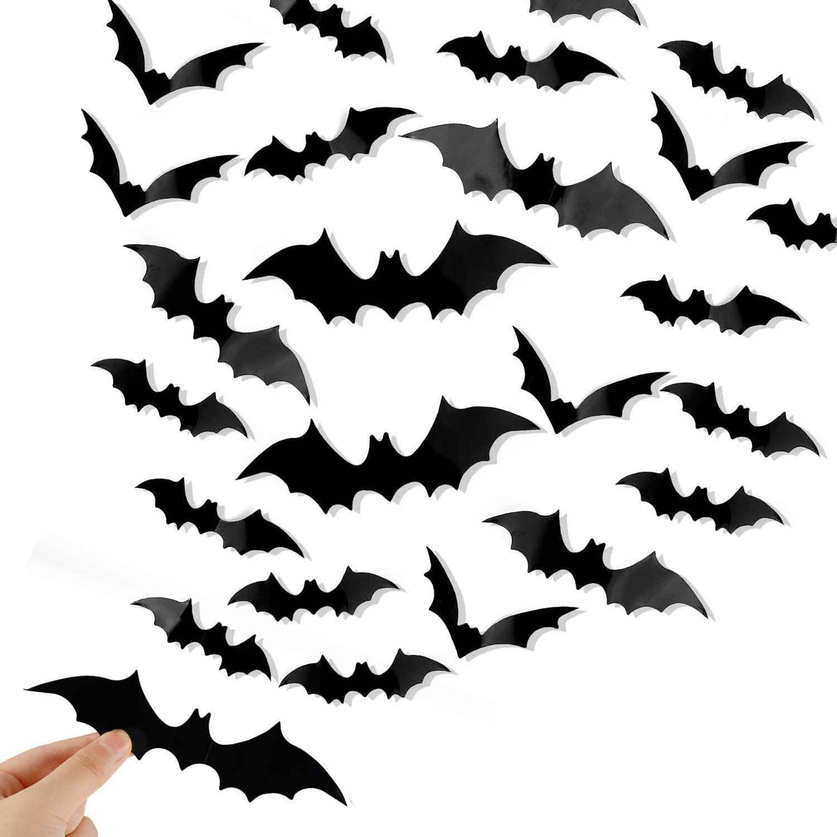 Paquete de 120: Pegatinas 3D de Murciélagos para Decoración de Halloween