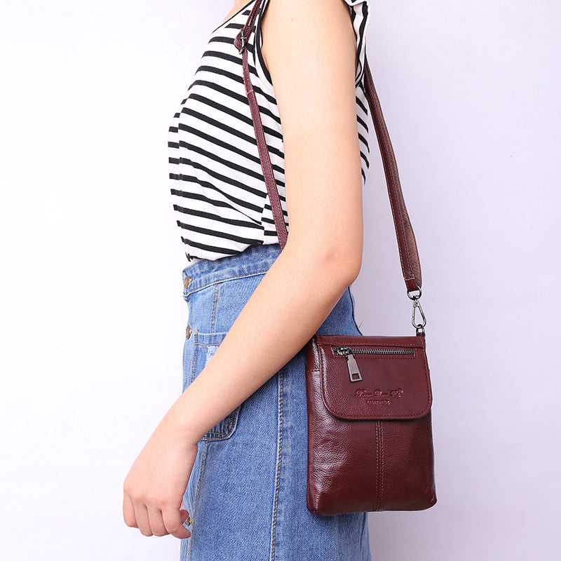 Women's Leather Mini Korean Simple First Layer Bags